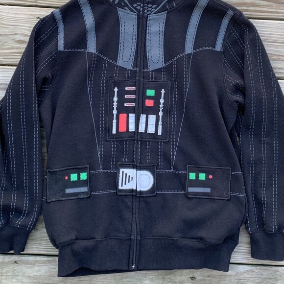 Star Wars Darth Vader Hoodie Full Zip Face Mask Black Youth Kids Size 2XL - Picture 3 of 5